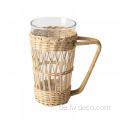 Custom Rattan Weaving Trinkglas mit Griff